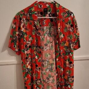 Disney Men's Tropical Red Button Down Shirt